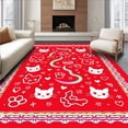 thumbnail image 1 of ODIKA 8'x10' Machine Washable Non-Slip Area Rug, Enchanting Kitten Sketch Collage with Interlocking Details High Traffic Rug with Pad, Red, 724399, 1 of 8