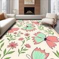 thumbnail image 1 of ODIKA 8'x10' Machine Washable Non-Slip Area Rug, Enchanting Meadow Featuring Stylized Wings and Blossoms High Traffic Rug, Beige, 721212, 1 of 7