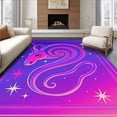 thumbnail image 1 of ODIKA 8'x10' Machine Washable Non-Slip Area Rug, Enchanting Mythical Creature Medley Featuring Spiral Horns and Starry Trails High Traffic Rug, Purple, 724024, 1 of 7