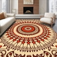 thumbnail image 1 of ODIKA 8'x10' Machine Washable Non-Slip Area Rug, Enchanting Sunburst Radial Medallion Floral Dreamscape High Traffic Rug, Beige, 480723, 1 of 7