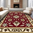 thumbnail image 1 of ODIKA 8'x10' Machine Washable Non-Slip Area Rug, Eternal Damask Mosaic with Botanical Symmetry High Traffic Rug, Red, 491517, 1 of 7