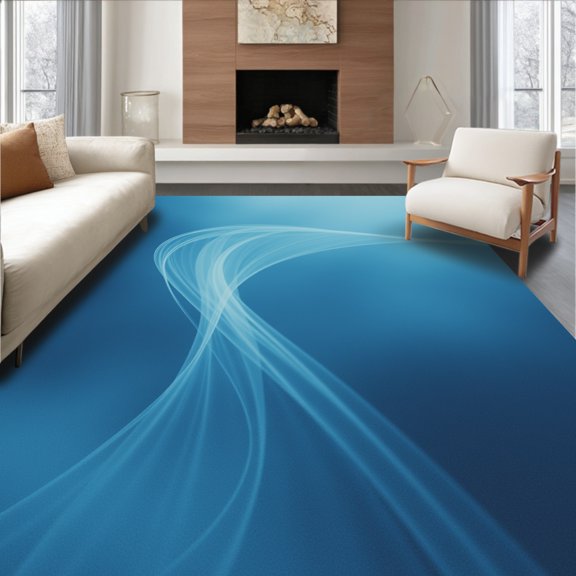 ODIKA 8x10 Machine Washable Non-Slip Area Rug, Ethereal Mist Swirling Through Enchanted Landscape High Traffic Rug, Blue, 516399