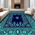 thumbnail image 1 of ODIKA 8'x10' Machine Washable Non-Slip Area Rug, Ethereal Paisley Enchanted Garden Mystical Wonderland High Traffic Rug with Pad, Blue, 529437, 1 of 8