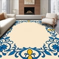 thumbnail image 1 of ODIKA 8'x10' Machine Washable Non-Slip Area Rug, Ethereal Petals Trellis Nostalgic Treasured Jewel Framework High Traffic Rug, Blue, 581108, 1 of 7