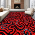 thumbnail image 1 of ODIKA 8'x10' Machine Washable Non-Slip Area Rug, Expressive Spiral Wave with Interlocking Brushstroke Aesthetics High Traffic Rug, Red, 595230, 1 of 7
