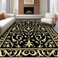 thumbnail image 1 of ODIKA 8'x10' Machine Washable Non-Slip Area Rug, Exquisite Damask Vine Jacquard Artistic High Traffic Rug, Black, 581802, 1 of 7