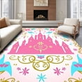thumbnail image 1 of ODIKA 8x10 Machine Washable Non-Slip Area Rug, Fairytale Castle Discovery with Lettered Banners and Magical Creatures High Traffic Rug, Pink, 693105, 1 of 7