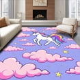 thumbnail image 1 of ODIKA 8'x10' Machine Washable Non-Slip Area Rug, Fairytale Horned Adventure Mystical Journey Across Clouds High Traffic Rug with Pad, Pink, 724010, 1 of 8