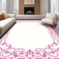 thumbnail image 1 of ODIKA 8'x10' Machine Washable Non-Slip Area Rug, Fantasy Blossom Whirlwind Interlocking Floral Motif with Whisper Pink Edges High Traffic Rug, Pink, 614372, 1 of 7