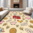 thumbnail image 1 of ODIKA 8'x10' Machine Washable Non-Slip Area Rug, Farmyard Barnyard Cow Pig Sheep Rooster Country Life Design High Traffic Rug with Pad, Beige, 684020, 1 of 8