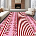 thumbnail image 1 of ODIKA 8'x10' Machine Washable Non-Slip Area Rug, Festive Cane Swirl Design with Holiday Peppermint Accents High Traffic Rug, Pink, 647089, 1 of 7