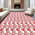 thumbnail image 1 of ODIKA 8'x10' Machine Washable Non-Slip Area Rug, Festive Cane Swirl Half Moon Accent with Leaf Motif High Traffic Rug, Red, 612815, 1 of 7