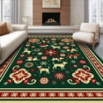 thumbnail image 1 of ODIKA 8'x10' Machine Washable Non-Slip Area Rug, Festive Canine With Snowflakes And Holiday Accents High Traffic Rug with Pad, Green, 623535, 1 of 8