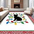 thumbnail image 1 of ODIKA 8'x10' Machine Washable Non-Slip Area Rug, Festive Cat Lights Tangle Holiday Whimsy Design High Traffic Rug with Pad, Red, 509018, 1 of 8