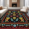 thumbnail image 1 of ODIKA 8'x10' Machine Washable Non-Slip Area Rug, Festive Dog and Pinecone Interlocking Motif in Abstract Folk High Traffic Rug, Black, 743811, 1 of 7