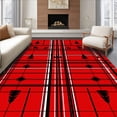 thumbnail image 1 of ODIKA 8'x10' Machine Washable Non-Slip Area Rug, Festive Elk Motif Tartan with Rustic Seasonal High Traffic Rug, Red, 623109, 1 of 7