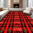 thumbnail image 1 of ODIKA 8'x10' Machine Washable Non-Slip Area Rug, Festive Entry Plaid with Evergreen Branch Detailing High Traffic Rug with Pad, Red, 501797, 1 of 8