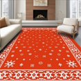 thumbnail image 1 of ODIKA 8'x10' Machine Washable Non-Slip Area Rug, Festive Evergreen Bough Interlocking Ornamental Snow High Traffic Rug, Red, 615379, 1 of 7