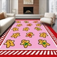 thumbnail image 1 of ODIKA 8'x10' Machine Washable Non-Slip Area Rug, Festive Gingerbread Men With Cane Borders Holiday Trio High Traffic Rug with Pad, Red, 730565, 1 of 8