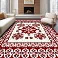 thumbnail image 1 of ODIKA 8'x10' Machine Washable Non-Slip Area Rug, Festive Holiday Kit Showcasing Cheerful Snowflake and Starburst Motifs High Traffic Rug, Red, 634078, 1 of 7