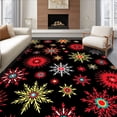 thumbnail image 1 of ODIKA 8'x10' Machine Washable Non-Slip Area Rug, Festive Holiday Motif Featuring Interlocking Snowflakes and Joyful Starbursts High Traffic Rug, Black, 745475, 1 of 7
