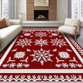thumbnail image 1 of ODIKA 8'x10' Machine Washable Non-Slip Area Rug, Festive Holiday Rustic Snowflake Nordic Winter High Traffic Rug with Pad, Red, 621804, 1 of 8