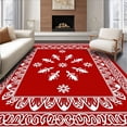 thumbnail image 1 of ODIKA 8'x10' Machine Washable Non-Slip Area Rug, Festive Holiday Swirl Medallion High Traffic Rug, Red, 475951, 1 of 7