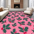 thumbnail image 1 of ODIKA 8'x10' Machine Washable Non-Slip Area Rug, Festive Holly Berry Wreath Christmas with Snowflake Accents High Traffic Rug, Pink, 621740, 1 of 7