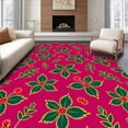 thumbnail image 1 of ODIKA 8'x10' Machine Washable Non-Slip Area Rug, Festive Holly Berry Wreath Holiday Celebration Decorative High Traffic Rug with Pad, Pink, 630625, 1 of 8