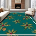 thumbnail image 1 of ODIKA 8'x10' Machine Washable Non-Slip Area Rug, Festive Holly Sprigs and Pinecone Holiday Duo High Traffic Rug, Teal, 622438, 1 of 7