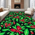 thumbnail image 1 of ODIKA 8'x10' Machine Washable Non-Slip Area Rug, Festive Holly Wreath Door with Ribbon Bow Design High Traffic Rug with Pad, Red, 628181, 1 of 8