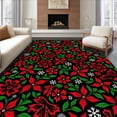 thumbnail image 1 of ODIKA 8'x10' Machine Washable Non-Slip Area Rug, Festive Holly and Ivy Interlocking Motif with Elegant Snowflake Accents High Traffic Rug, Red, 739303, 1 of 7