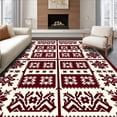 thumbnail image 1 of ODIKA 8'x10' Machine Washable Non-Slip Area Rug, Festive Nordic Fair Isle with Interlocking Snowflake and High Traffic Rug with Pad, Red, 731650, 1 of 8