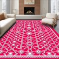 thumbnail image 1 of ODIKA 8'x10' Machine Washable Non-Slip Area Rug, Festive Palmetto Interlocking Lattice with Starburst Highlights High Traffic Rug with Pad, Red, 616274, 1 of 8