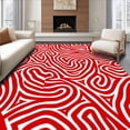 thumbnail image 1 of ODIKA 8'x10' Machine Washable Non-Slip Area Rug, Festive Peppermint Swirl Half Moon Doormat Holiday Striped Entrance High Traffic Rug with Pad, Red, 612805, 1 of 8