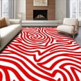 thumbnail image 1 of ODIKA 8'x10' Machine Washable Non-Slip Area Rug, Festive Peppermint Swirl Half Moon Doormat Holiday Striped Semi Circle High Traffic Rug, Red, 612788, 1 of 7