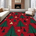 thumbnail image 1 of ODIKA 8'x10' Machine Washable Non-Slip Area Rug, Festive Pine Forest Featuring Evergreen High Traffic Rug, Red, 623248, 1 of 7