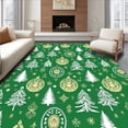 thumbnail image 1 of ODIKA 8'x10' Machine Washable Non-Slip Area Rug, Festive Pine Tree with Starburst and Whimsical Snow Drifts Motif High Traffic Rug with Pad, Green, 733514, 1 of 8