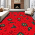 thumbnail image 1 of ODIKA 8'x10' Machine Washable Non-Slip Area Rug, Festive Poinsettia Blooms Decorative Accent High Traffic Rug, Red, 611781, 1 of 7
