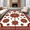thumbnail image 1 of ODIKA 8'x10' Machine Washable Non-Slip Area Rug, Festive Poinsettia Floral Medallion Anti Slip Christmas High Traffic Rug with Pad, Red, 507075, 1 of 8