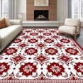 thumbnail image 1 of ODIKA 8'x10' Machine Washable Non-Slip Area Rug, Festive Pom Quilt with Interlocking and Snowflake Motifs High Traffic Rug, Red, 731547, 1 of 7