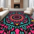 thumbnail image 1 of ODIKA 8'x10' Machine Washable Non-Slip Area Rug, Festive Sea Creature Medallion with Abstract Holiday Touches High Traffic Rug, Black, 745422, 1 of 7