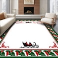 thumbnail image 1 of ODIKA 8'x10' Machine Washable Non-Slip Area Rug, Festive Sleigh Ride Scene with Cane Borders and Classic Holiday Plaid High Traffic Rug, Green, 731702, 1 of 7