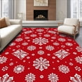 thumbnail image 1 of ODIKA 8'x10' Machine Washable Non-Slip Area Rug, Festive Snowflake Celebration Accent Holiday Enchantment High Traffic Rug with Pad, Red, 605615, 1 of 8