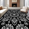 thumbnail image 1 of ODIKA 8'x10' Machine Washable Non-Slip Area Rug, Festive Snowflake Cup Medallion Winter Holiday Celebration High Traffic Rug, Black, 651872, 1 of 7