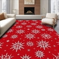 thumbnail image 1 of ODIKA 8'x10' Machine Washable Non-Slip Area Rug, Festive Snowflake Holiday Decorative Winter Welcome Entrance High Traffic Rug, Red, 655935, 1 of 7