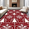 thumbnail image 1 of ODIKA 8'x10' Machine Washable Non-Slip Area Rug, Festive Snowflake Medallion with Elegant Tree High Traffic Rug with Pad, Red, 735944, 1 of 8