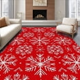 thumbnail image 1 of ODIKA 8'x10' Machine Washable Non-Slip Area Rug, Festive Snowflake Winter Holiday Decorative High Traffic Rug, Red, 608854, 1 of 7