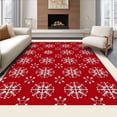 thumbnail image 1 of ODIKA 8'x10' Machine Washable Non-Slip Area Rug, Festive Snowflake Winter Wonderland Accent Decorative Floor High Traffic Rug with Pad, Red, 606701, 1 of 8
