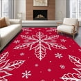 thumbnail image 1 of ODIKA 8'x10' Machine Washable Non-Slip Area Rug, Festive Snowflake Winter Wonderland Enchanted Holiday Accent High Traffic Rug with Pad, Red, 606079, 1 of 8